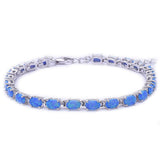 Tennis Bracelet Oval Shape Blue Opal Bracelet Solid 925 Sterling Silver 9