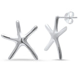 18mm Solid 925 Sterling Silver Starfish Stud Earrings