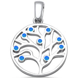 Medallion Tree Of Life Pendant Solid 925 Sterling Silver Lab Blue Opal Tree 31mm Round Tree Of Life Charm