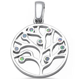 Medallion Tree Of Life Pendant Solid 925 Sterling Silver Lab White Opal Tree 31mm