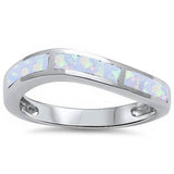 4mm Half Eternity Band Solid 925 Sterling Silver Curved Band For Ring Curvy Lab White Opal Ring