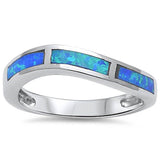 4mm Half Eternity Band Solid 925 Sterling Silver Curved Band For Ring Curvy Lab Blue Opal Ring - Blue Apple Jewelry
