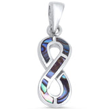 Infinity Pendant Solid 925 Sterling Silver Abalone Shell Inlay Infinity Forever Knot Pendant Charm - Blue Apple Jewelry