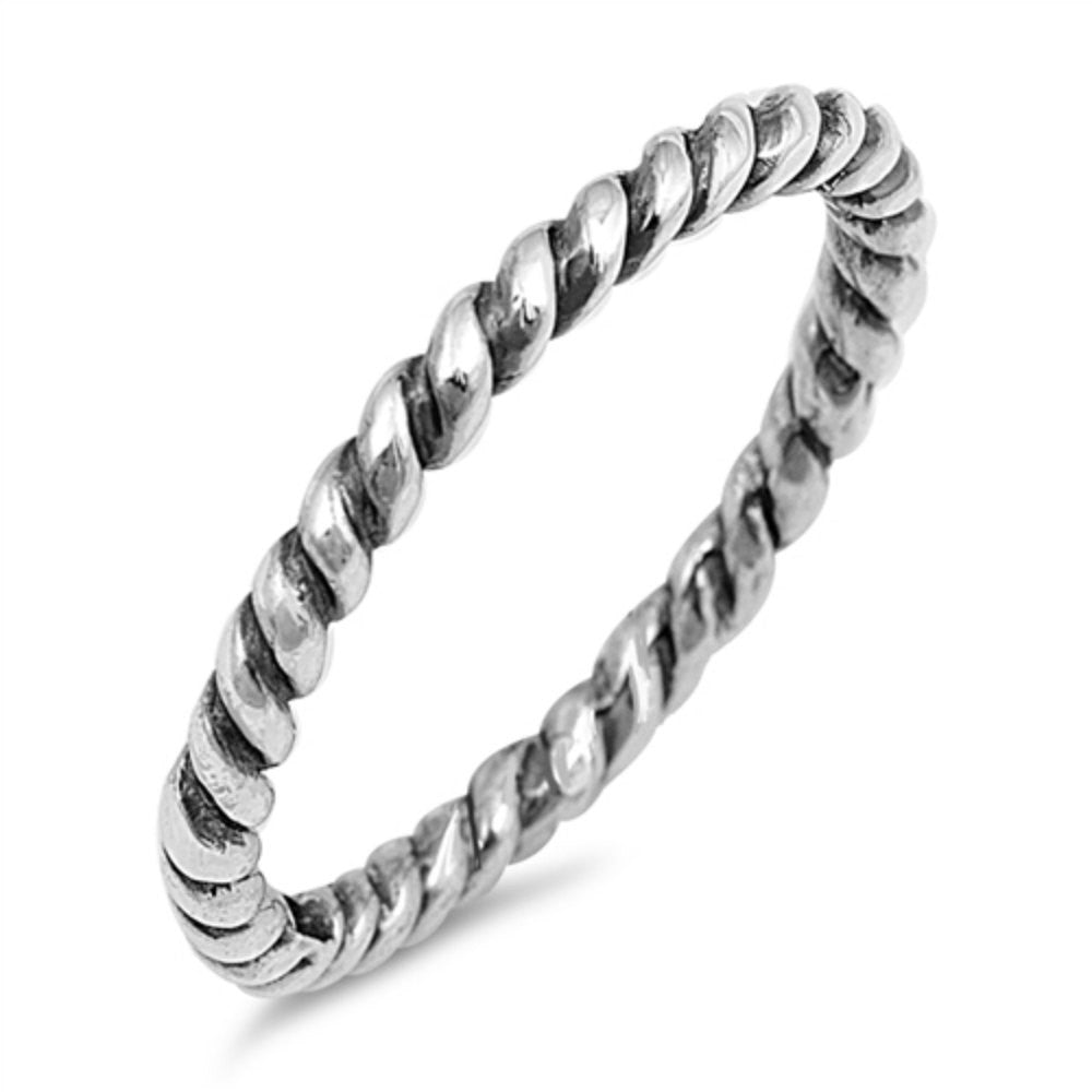 2mm Oxidized Antique Finish Twisted Rope Braided Band Ring Men Women Unisex Band Ring Solid 925 Sterling Silver His Her Wedding Band Ring - Blue Apple Jewelry
