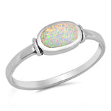 Peite Dainty Lab White Opal Solitaire Wedding Engagement Anniversary Ring Solid 925 Sterling Silver Everyday Ring