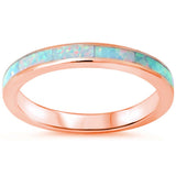 New Design 3mm Rose Gold Full Eternity Band Stackable Band Lab White Opal Solid 925 Sterling Silver Wedding Engagement Band Ring Size 4-11 - Blue Apple Jewelry
