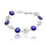 Unisex Trendy 10mm Evil Eye Blue & Clear Beaded 7