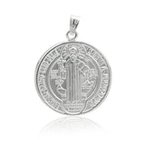 Solid 925 Sterling Silver 1.5" San Benito Pendant Charm For Chain San Benito Jewelry Religious Gift Benedict Medal Pendant