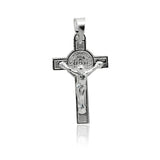 Solid 925 Sterling Silver 1" San Benito Cross Crucifix Cross Charm For Chain Cross Jewelry Jesus Crucified Benedict Medal Pendant