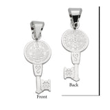 Solid 925 Sterling Silver St Benedict San Benito Key Pendant High Polished 23mm (1") - Blue Apple Jewelry