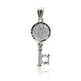 Solid 925 Sterling Silver St Benedict San Benito Key Pendant High Polished 23mm (1") - Blue Apple Jewelry