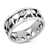 8mm Elephant Band Solid 925 Sterling Silver Elephant Ring Band Plain Simple Elephant Band Ring Elephant Wisdom Gift Elephant Jewelry