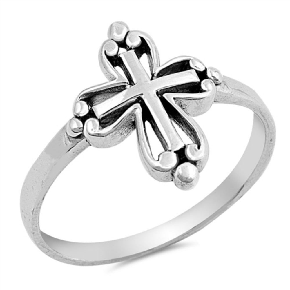 Cross Ring Solid 925 Sterling Silver Antique Finish Design Oxidized Cross Ring Christianity Catholicism Cross Jewelry Religious Gift 4-16 - Blue Apple Jewelry