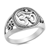 Oxidized Om Sanskrit Ring Solid 925 Sterling Silver Plain Simple Classic Split Shank OHM Ring Sanskrit Jewelry Spiritual Wisdom Gift