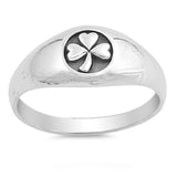 Oxidized shamrock Four 4 clover leaf ring Simple Plain Oxidized Solid 925 Sterling Silver