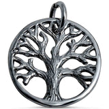 Black Gold Solid 925 Sterling Silver 14mm Round Tree Of Life Pendant Charm For Necklace Tree of Life Jewelry Collection Spiritual Gift