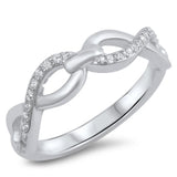 Interlocking Infinity Ring Solid 925 Sterling Silver Round Pave Clear Diamond CZ Half Eternity Infinity Promise Ring Wedding Engagement - Blue Apple Jewelry