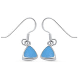 Trendy Fashion 1" Long Dangling Blue Turquoise Trillion Triangle Earrings Fish Hook Earrings Solid 925 Sterling Silver - Blue Apple Jewelry