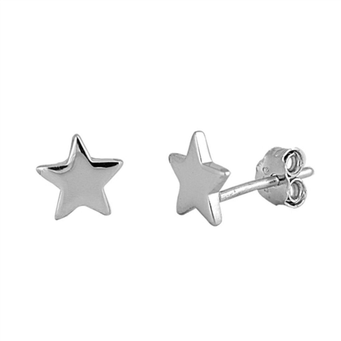 7mm Cute Small Tiny Star Shape Stud Post Earrings Solid 925 Sterling Silver Star Earrings Gift For Children Kids Star  Jewelry - Blue Apple Jewelry