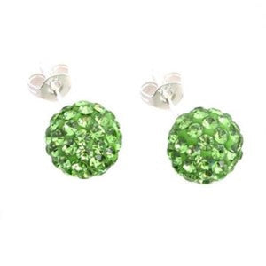 Pair of 6mm 8mm Crystal stones Bead Pave Disco Ball Rhinestone Green Beads With 925 Silver Earrings Studs Post Earring Lime Green