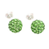 Pair of 6mm 8mm Crystal stones Bead Pave Disco Ball Rhinestone Green Beads With 925 Silver Earrings Studs Post Earring Lime Green