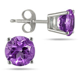 1.00-1.68 Carat 5MM 6MM Round Amethyst Purple CZ 925 Sterling Silver Stud Basket Earrings Push Back Post Earring Free Ship - Blue Apple Jewelry