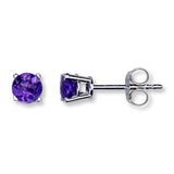 Round Amethyst Purple CZ 925 Sterling Silver Stud Basket Earrings Push Back Post Earring Free Ship