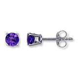 1.00-1.68 Carat 5MM 6MM Round Amethyst Purple CZ 925 Sterling Silver Stud Basket Earrings Push Back Post Earring Free Ship - Blue Apple Jewelry
