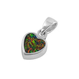925 Sterling Silver Black Lab Opal Cute Heart 0.6" Pendant Charm for Necklace 15MM 1.8 Grams - Blue Apple Jewelry
