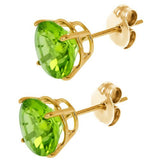 3mm 4mm 5mm 6mm 7mm 8mm 9mm Peridot Green Stud Post Earring 14k Yellow Gold over Solid 925 Sterling Silver Basket Set Casting Stud Earring