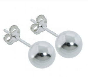 7MM Ball Stud Post Earrings 925 Sterling Silver Shiny Fashion High Polished Ball Stud Earring Christmas Fashion Gift - Blue Apple Jewelry