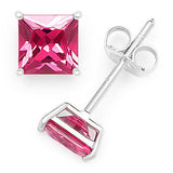 Square Ruby Basket Casting Stud Post Earrings 925 Sterling Silver