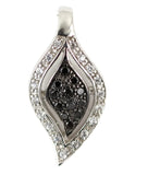 1" Black and White Tear Drop Fashion Pendant Round Black Clear Diamond Russian Ice On Fire CZ 925 Sterling Silver Rhodium Plated For - Blue Apple Jewelry