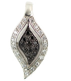 1" Black and White Tear Drop Fashion Pendant Round Black Clear Diamond Russian Ice On Fire CZ 925 Sterling Silver Rhodium Plated For - Blue Apple Jewelry