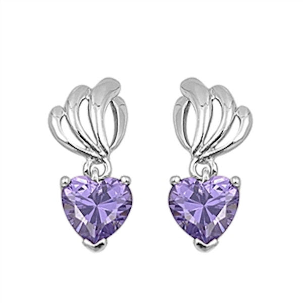 Cute Purple Amethyst Heart Shape Stone 925 Sterling Silver Drop Dangle Earrings Amethyst Rhinestone Crystal Long Earrings Gift - Blue Apple Jewelry