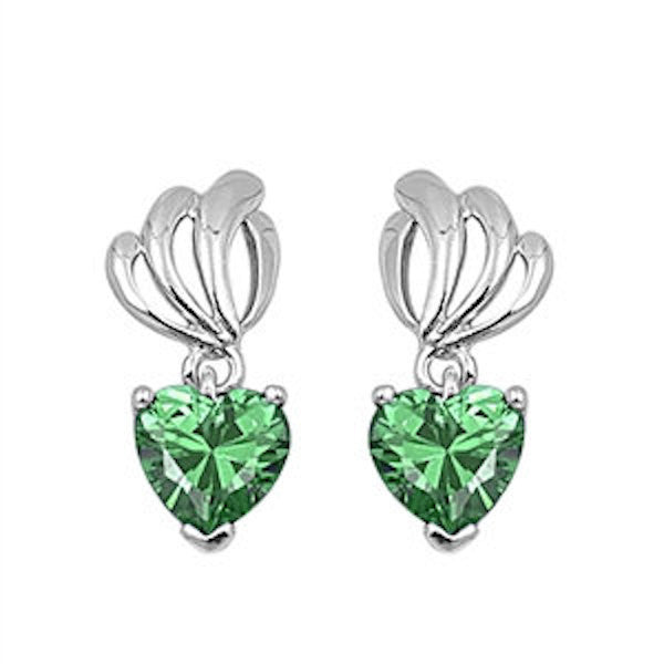 Cute Emerald Green Heart Shape Stone 925 Sterling Silver Ladies Drop Dangle Earrings Green Rhinestone Swarovski Crystal Long Earrings Gift - Blue Apple Jewelry