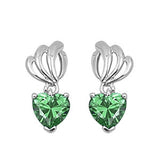 Cute Emerald Green Heart Shape Stone 925 Sterling Silver Ladies Drop Dangle Earrings Green Rhinestone Swarovski Crystal Long Earrings Gift - Blue Apple Jewelry