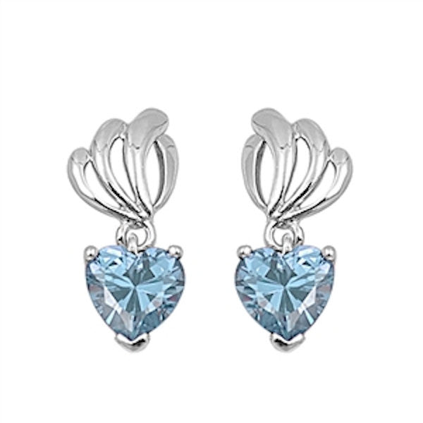 Cute Purple Aquamarine Heart Shape Stone 925 Sterling Silver Drop Dangle Earrings Aquamarine Rhinestone Swarovski Crystal Long Earrings Gift - Blue Apple Jewelry