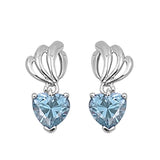 Cute Purple Aquamarine Heart Shape Stone 925 Sterling Silver Drop Dangle Earrings Aquamarine Rhinestone Swarovski Crystal Long Earrings Gift - Blue Apple Jewelry