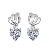 Cute Heart Shape Simulated CZ 925 Sterling Silver Drop Dangle Earrings Clear Rhinestone Swarovski Crystal Long Earrings Gift
