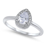 1.20ct Pear Russian Ice Diamond CZ & Topaz Halo Ring - All Sizes