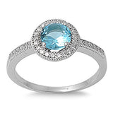 925 Sterling Silver Halo Diamond Accent Dazzling Wedding Engagement Ring 1.00 Carat Round Swiss Blue Topaz Russian Ice Diamond CZ - Blue Apple Jewelry