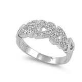 Pave Round Russian Ice Diamond CZ Three Heart Ring Solid 925 Sterling Silver Heart Shape Fashion Ring Promise Ring Valentines Gift Love Gift