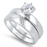 Sterling Silver Bridal Sets CZ Engagement Ring