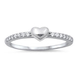 Heart Shape Solitaire Accent Dazzling Pave Sparkling Brilliant Cut Russian Diamond Clear White CZ Heart Shape Promise Ring Valentines Gift