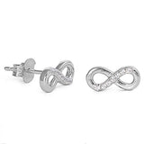 Lovely Infinity Knot Crisscross Stud Post Earring Solid 925 Sterling Silver Round White Topaz CZ Valentines Love Gift Infinity Jewelry