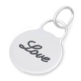 Personalized Script Engraved Love Round Plain Solid 925 Sterling Silver Pendant Charm For Necklace Love Valentines Gift - Blue Apple Jewelry