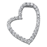 18mm Slanted Heart Shape Pendant Necklace Solid 925 Sterling Silver Round Pave Lab Created White Sapphire Valentines Mothers Day Gift - Blue Apple Jewelry