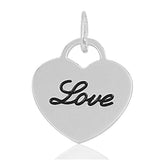 Personalized Script Engraved Love Heart Shape Pendant Solid 925 Sterling Silver Pendant Charm For Necklace Love Heart Valentines Gift - Blue Apple Jewelry