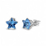 4mm 5mm 6mm 7mm 8mm Solid 925 Sterling Silver Swiss Blue Topaz Star Shape Stud Post Earrings December Birthstone Gift Star Jewelry